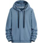  одноцветный тонкий Parker длинный рукав с капюшоном . мужской ( midnight голубой, M)