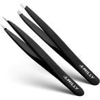  пинцет 2 шт. комплект наклонный угол . маленький отметка 100% из нержавеющей стали точный . шерсть mda шерсть .. шерсть ресницы ногти для пинцет ( черный )