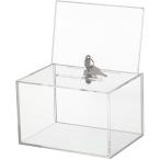 募金箱 貯金箱 透明 鍵付き プレート付き アクリル アンケートボックス( クリア, ワンサイズ)