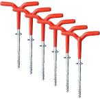 アイスペグ ロング ドリル 魚 ワカサギ 釣り テント 固定 v字 竿置き 氷 冬 キャンプ プラスチック ネジ 赤 (Red, 6本)
