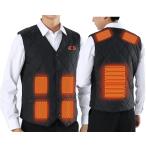 電熱ベスト ヒートベスト 超軽量 急速発熱 速暖 前後独立スイッチ 4段階温度調整 防寒 屋外作業 (ブラック,  XL SlimR)