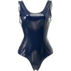光沢 エナメル スクール水着 コスプレ セクシー 仮装 撮影 イベント コスチューム スリム Lサイズ( ネイビー,  L)