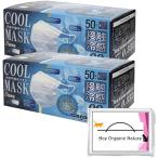 ショッピング接触冷感 不織布マスク ホントに冷たい 冷感不織布 マスク 50枚 x 2箱 合計100枚 白 ふつうサイズ 3層構造 MDM (ホワイト)