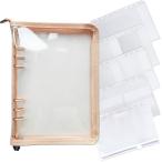  жнец -A5 6 дыра карман заправка 10 листов прозрачный застежка-молния карман многофункциональный деньги управление для файл коллекционные карточки кейс ( розовый )