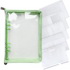  жнец -A5 6 дыра карман заправка 10 листов прозрачный застежка-молния карман многофункциональный деньги управление для файл коллекционные карточки кейс ( зеленый )