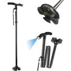  палка складной независимый тип LED с подсветкой товары для ухода трость ходунки пожилые люди для 4шт.@ пара MDM( черный, 85~95cm)