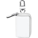 キーケース メンズ スマートキー対応 クロスレザー 車 おしゃれ コンパクト ギフト(ホワイト,  Free Size)