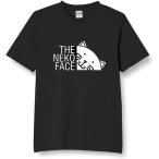 ネコフェイス tシャツ おもしろtシャツ 面白い( ブラック, XL)