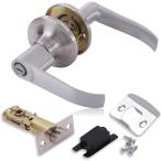 アウプル ドアノブ レバーハンドル ドアレバー 浴室 トイレ用 玄関 住宅室内用レバーハンドル 交換 鍵付き (シルバー(鍵なし))