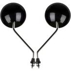 バイクミラー 丸 左右セット 正ネジ 逆ネジ メッキ 原付 スクーター (ブラック,  全長：29cm、ミラー直径：11cm)