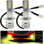 H3 LED フォグランプ 12V 24V ショート バルブ フォワード プロフィア ギガ レンジャー 汎用 2個 (ゴールデンイエロー)