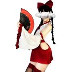 巫女 コスプレ 和装 着物 和服 正月 仮装 衣装 赤 クリーム コスチューム 巫女服 6点セット( ホワイト)