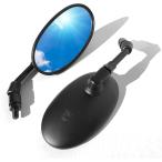 バイク ミラー 10mm 左右セット ショート オーバル 大きめ 汎用 楕円型 メッキ (ブラック)