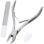 職人 爪切り ニッパー 巻き爪 ネイルニッパー 足用 つめきり ニッパー爪切り爪磨きセット(シルバー)