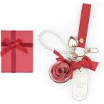 プリザーブドフラワー キーホルダー 枯れない花 女性 贈り物 プレゼント 彼女 人気 誕生日 記念日 妻 結婚祝い 母の日(レッド)