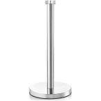 キッチンペーパーホルダー 倒れない 片手で切れる 吸盤付き ステンレス ペーパースタンド シンプル 大判ロール 動かない(シルバー)