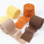 シフォンリボン 4個セット 5m 幅広 切りっぱなし フリンジコットンリボン 無地 布 (イエロー＆オレンジ系,  イエロー＆オレンジ系)