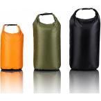 アウプル ドライ バッグ3サイズセット防水 スタッフ 軽量 (オレンジ、カーキ、黒,  3サイズセット（5L・10L・15L）)