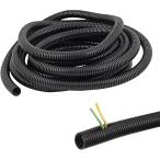 配線チューブ コルゲート ケーブル収納スリーブ 配線カバー ワイヤ保護スリーブ 配線モール コード (ブラック,  内径10mm 10ｍ)