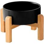  собака капот миска из дерева подставка имеется керамика производства жаростойкий миска нагревание соответствует большая вместимость 1800ml домашнее животное ( черный, 13CM/395ML)