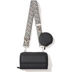 スマホポーチ レディース お財布ショルダー 斜めがけ 軽量 小さめ PUレザー ポーチ付き 収納力 ファスナー付き 通勤 (横 ブラック)