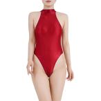  высокий ноги Leotard глянец с высоким воротником супер эластичность боди костюмированная игра MDM ( wine red, M)