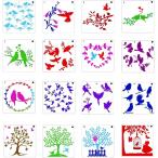  stencil сиденье 16 шт. комплект кошка птица дизайн выкройки шаблон краска DIY craft рукоделие искусство дизайн ( белый птица )