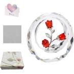  crystal цветок цветок украшение кристалл rose compact размер День матери день рождения подарок MDM ( красный, 9x9.3x2.5cm)