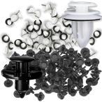 自動車用リベット 内装クリップ トリム プッシュリベット バンパークリップ 外装パーツ ((白9mm100個＋黒8mm100個))