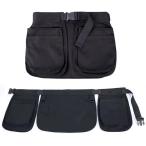 ガーデニングポーチ エプロン 作業用 腰袋 3ポケット 撥水 掃除 接客 男女兼用 (ブラック)