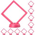  дисплей кейс ячейка для монет 10 шт. комплект 360 раз, красивый прозрачный плавающий рама искусственные ногти экспонирование драгоценнный камень ( розовый )