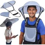 かぶる 傘 背負い 日傘 ハンズフリー 釣り 手ぶら サンシェイド(シルバー)