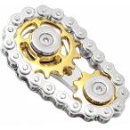 ショッピングハンドスピナー ハンドスピナー フィンガースピナー fidget Spinner バイクチェーンスピナー フィンガーギア 指先 健康(ゴールド)