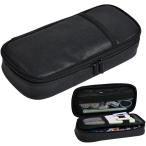 ショッピング筆箱 ペンケース 筆箱 大容量・2段式 メッシュポケット ペンホルダー カード収納 消しゴム仕切り 持ち手付き (ブラック,  Mサイズ)