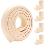 コーナーガード 2m＋角用4個 クッション 赤ちゃん 強力両面テープ 極厚 衝撃吸収(ベージュ,  2m＋4角)