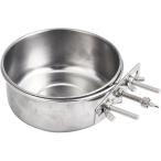  корм для животных миска корм inserting собака кошка поилка клетка подвешивание ниже из нержавеющей стали ( серебряный, L размер )