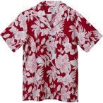 おしゃれ アロハシャツ メンズ 半袖 夏服 カジュアルウェア 柄シャツ 開襟シャツ トップス ハワイアン 綿(レッドピンク,  L)