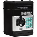 ショッピング貯金箱 貯金箱 ダイヤルロック ATM 金庫 鍵付き おもしろ(ブラック,  13.3x13.5x19.5cm)