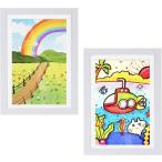 アートフレーム 2個 セット 子供の絵 作品 収納 ケース A4 額縁 壁掛け 大容量 マグネット扉(ホワイト)