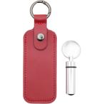 .. inserting брелок для ключа кожаный с футляром . под рукой .. водонепроницаемый memorial нержавеющая сталь домашнее животное собака ( красный кейс комплект, ладонь размер )