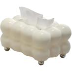 ティッシュ ボックス ペーパー ストッカー ケース カバー マシュマロ 高級 卓上 家庭 用 モダン 北欧(ホワイト,  中)