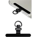 ショッピングストラップホルダー スマホストラップ ストラップホルダー 極薄0.2mm・360°旋回式・浮きなし曲がれ設計金属製 タグパッチ ステンレス鋼(ブラック)