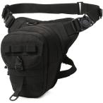 釣りバッグ レッグバッグ タクティカルバッグ ウエストバッグ 太ももで2点留め ツーリング サバゲー 4カラー(ブラック)