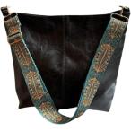 ショッピングエスニック レディース バッグ ボヘミアン エスニック ホーボーバック 大容量 PUレザー 斜め掛け 2WAY ショルダー トート MDM (ブラック)