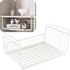 ショッピンググラグラ 戸棚下用吊り下げラック 小物収納 差し込み式 工具不要 サイズ調整 大容量 錆びにくい キッチン (クリームホワイト)