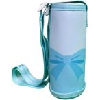 水筒カバー ペットボトルカバー 500ml 600ml 肩掛け ショルダー 子供 ストラップ (リボン（ミント）,  ジャストフィット)