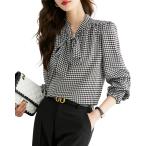  bow Thai блуза длинный рукав женский tops рубашка осень-зима весна костюм внутренний лента Thai рисунок рубашка ходить на работу сверху товар ( тысяч птица .., M)