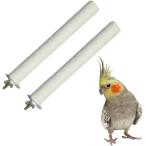 止まり木 爪研ぎ パーチ やすり ペット 鳥 オウム インコ ２本セット (ホワイト)
