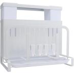 キッチン収納ラック まな板スタンド 鍋蓋置き カトラリー入れ 包丁差し 水切り (ホワイト)