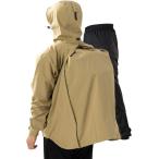 ショッピングレインウェア リュックも濡れない レインウェア 上下セット メンズ 防水 雨具 カッパ 自転車 サイクル レインパンツ 登山 釣り(ベージュ,  L)